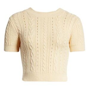 Free People Cropped Butter Cream Sweater